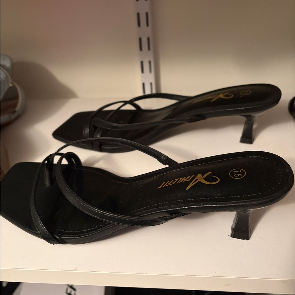 Black Strappy Kitten Heels